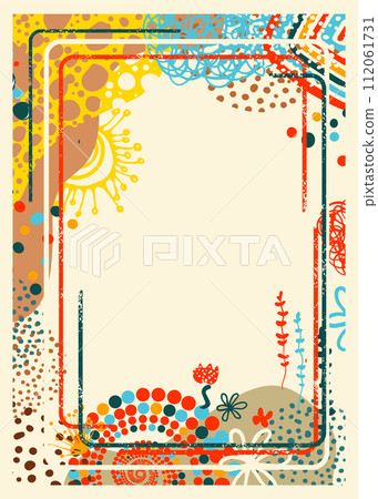 Beautiful trendy frame for text. hand drawing. Not AI, Vector illustration 112061731