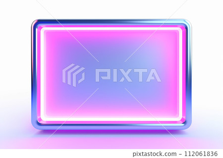 Neon glowing frame with pink and blue lights. Neon glowing frame with pink and blue lights. 112061836