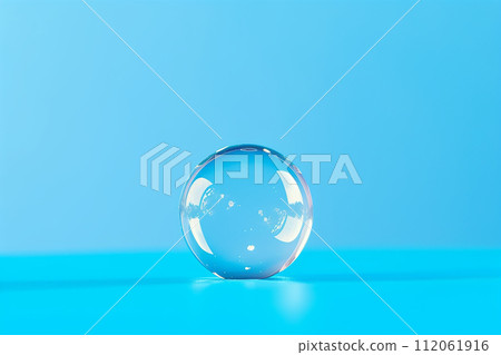 A 3D rendering of a crystal ball on a blue background A 3D rendering of a crystal ball on a blue background 112061916