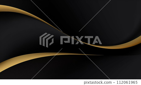 Elegant luxury Golden Waves on Black Background Elegant luxury Golden Waves on Black Background 112061965