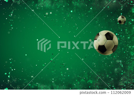 Soccer ball green background and copy space 112062009