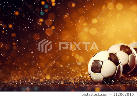 Soccer ball on a gold glitter bokeh background 112062010
