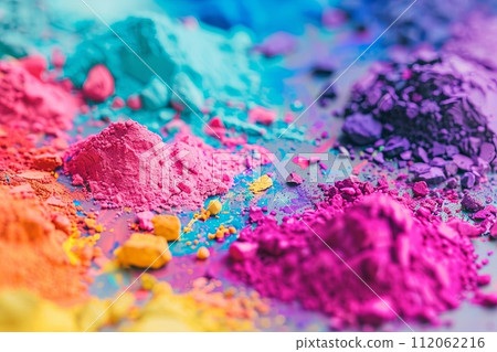AI-generated content. Assorted Colored Powders on Table AI-generated content. Assorted Colored Powders on Table 112062216