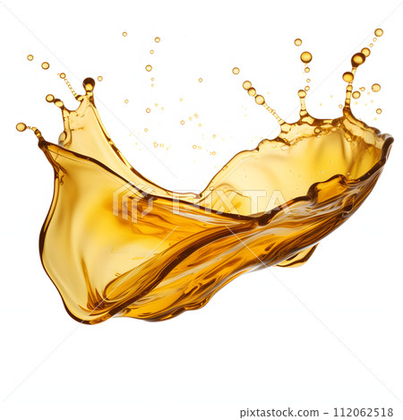 Liquid Elegance: Oil Splash on a White Background Liquid Elegance: Oil Splash on a White Background 112062518