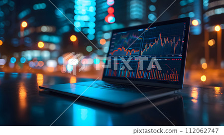 Trading Command Center: Computer Monitor Featuring Various Trading Charts 112062747
