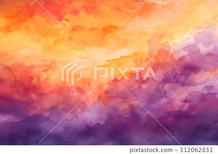 Pastel Horizon Serenity: Ethereal Abstract Watercolor Sunset Pastel Horizon Serenity: Ethereal Abstract Watercolor Sunset 112062831