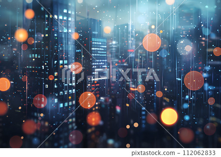 Urban Dreamscape: Ethereal Abstract Bokeh in City Night 112062833