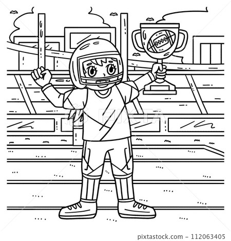 American Football Female Player Trophy Coloring American Football Female Player Trophy Coloring 112063405