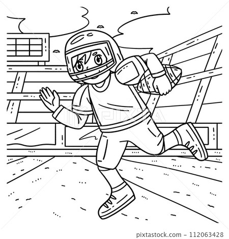 American Football Player Running Coloring Page  112063428