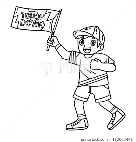 American Football Boy Touchdown Banner Isolated 112063448