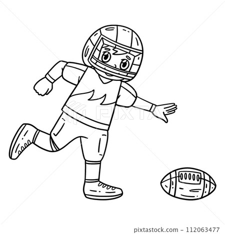 American Player Chasing Football Isolated Coloring 112063477