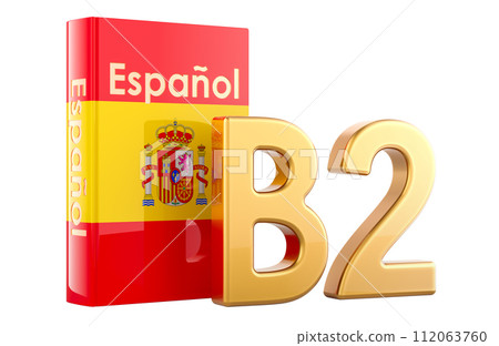 B2 Spanish level, concept. Level upper intermediate, 3D rendering 112063760