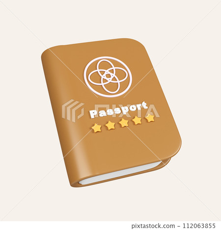 3D Brown passport icon. Identification Document. icon isolated on white background. 3d rendering illustration. Clipping path. 3D Brown passport icon. Identification Document. icon isolated on white background. 3d rendering illustration. Clipping path. 112063855