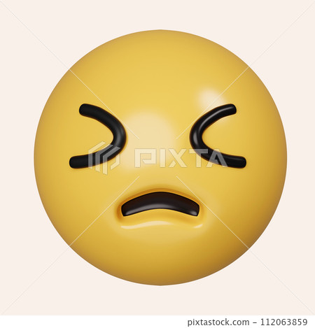 3d concerned about colored emoji sticker icon. Element of emoji. icon isolated on gray background. 3d rendering illustration. Clipping path. 3d concerned about colored emoji sticker icon. Element of emoji. icon isolated on gray background. 3d rendering illustration. Clipping path. 112063859