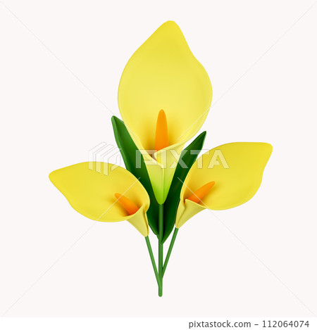 3d lily. icon isolated on white background. 3d rendering illustration. Clipping path. 3d lily. icon isolated on white background. 3d rendering illustration. Clipping path. 112064074