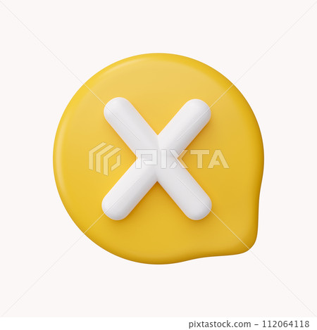 3d check wrong alert icon on white background. negative check list button choice for false, correct, tick, problem, 3d alert fail on application. emergency icon 3D rendering illustration 112064118