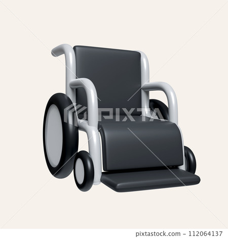 3d medical disability patient wheel chair. icon isolated on white background. 3d rendering illustration. Clipping path. 3d medical disability patient wheel chair. icon isolated on white background. 3d rendering illustration. Clipping path. 112064137