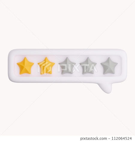 3d bubble rating for satisfaction. 3d 5 star for quality customer rating feedback concept from client employee, product review. 3d 5 star  112064524