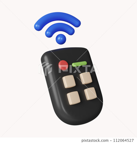 3d Smart remote control system. Internet of things concept with wireless connection. icon isolated on white background. 3d rendering illustration. Clipping path. 112064527