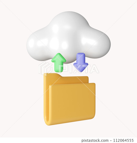 3d File storage in cloud. icon isolated on white background. 3d rendering illustration. Clipping path. 112064555