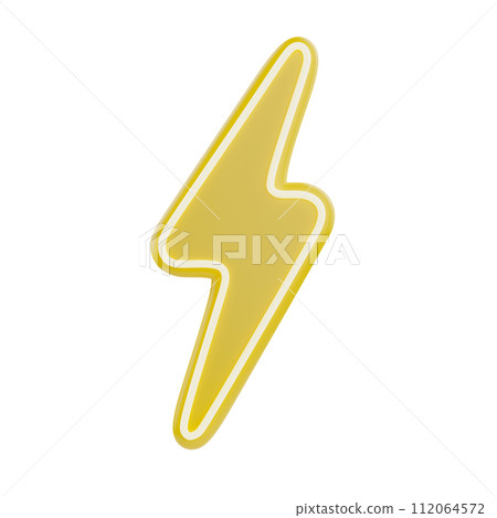 Lighting thunder sign 3d render. Interface button isolated on white. Lighting thunder sign 3d render. Interface button isolated on white. 112064572