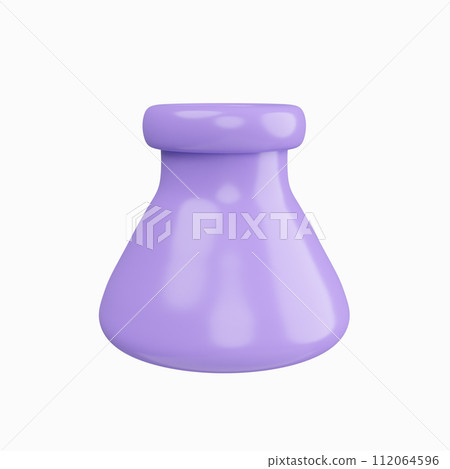 3d Erlenmeyer flask. minimal school icon. isolated on background, icon symbol clipping path. 3d render illustration 112064596
