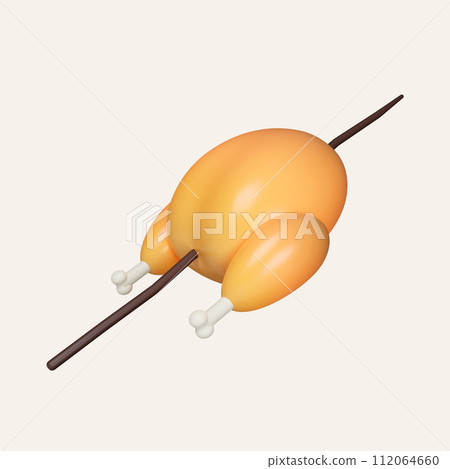 3d grilled chicken. elements for camping, hiking , summer camp, traveling, trip. icon isolated on white background. 3d rendering illustration. Clipping path. 112064660