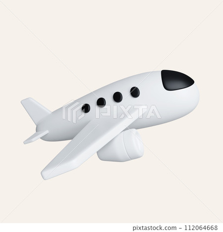 3D air plane, Tourism and travel concept, minimal style, Flat icon isolated on white background. 3d rendering illustration. Clipping path. 3D air plane, Tourism and travel concept, minimal style, Flat icon isolated on white background. 3d rendering illustration. Clipping path. 112064668