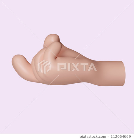 3d Cartoon character hand hand gesture. icon isolated on pink background. 3d rendering illustration. Clipping path. 3d Cartoon character hand hand gesture. icon isolated on pink background. 3d rendering illustration. Clipping path. 112064669