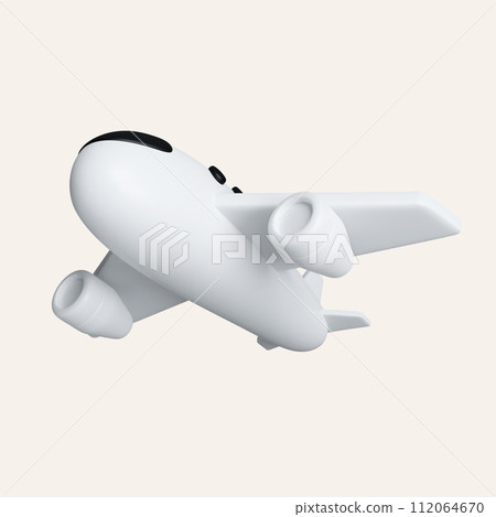 3D air plane, Tourism and travel concept, minimal style, Flat . icon isolated on white background. 3d rendering illustration. Clipping path. 112064670