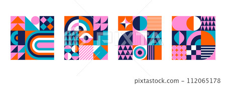 Colorful Abstract Geometric Background. Modern colorful concept design. Modular shapes and elements 112065178