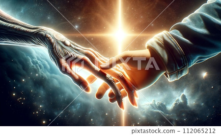 shaking hands with an alien - Stock Illustration [112065212] - PIXTA
