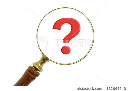 Retro magnifying glass and red question mark 112065540