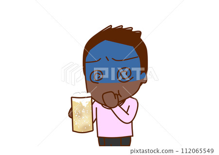 （上身對角線）非洲男孩聞啤酒後臉色蒼白噁心。 112065549