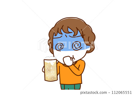 (上半身對角線)一個白人男孩聞到啤酒後臉色蒼白,噁心。 (上半身對角線)一個白人男孩聞到啤酒後臉色蒼白,噁心。 112065551
