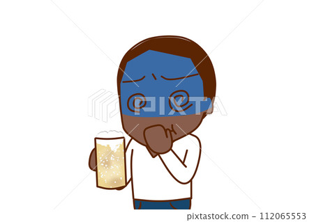 （上身對角線）非洲男子聞啤酒後臉色發青 112065553