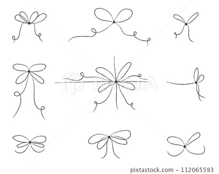 Hand drawn bows on ribbon set Hand drawn bows on ribbon set 112065593