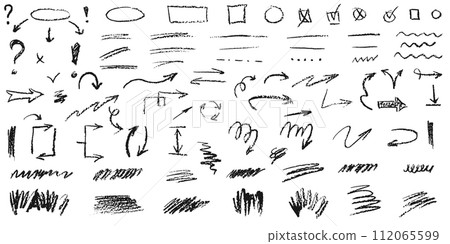 Set of Charcoal elements for notes Set of Charcoal elements for notes 112065599