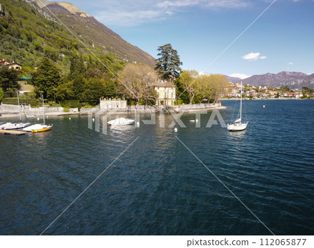 Panoramic view of the historic part of Salo on Lake Garda Italy.  112065877