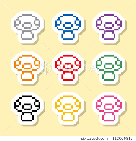 9 colored mushroom line drawing labels 9 colored mushroom line drawing labels 112066813