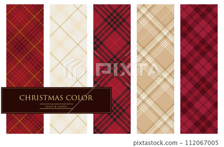 Chic Christmas color tweed check pattern set Chic Christmas color tweed check pattern set 112067005