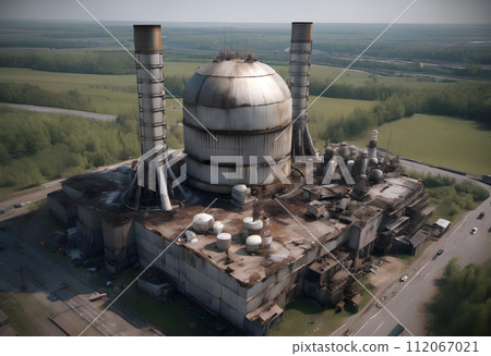 AI-generated content. An old, rusting nuclear power plant. 112067021