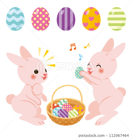 Easter bunny and eggs set 112067464