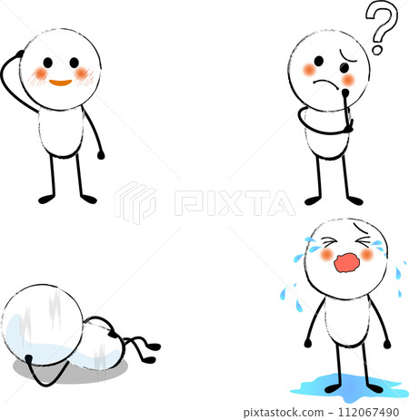 可愛的簡筆人物思考、哭泣、睡覺、遇到麻煩和焦慮的插圖 可愛的簡筆人物思考、哭泣、睡覺、遇到麻煩和焦慮的插圖 112067490