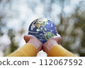 ESG , Environmental, Social and Governance concept. A globe in human hands showing support and protection. Elements of this image furnished by NASA. 112067592