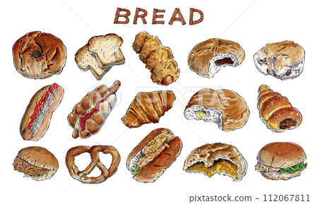 Bread set hand drawn illustration 112067811