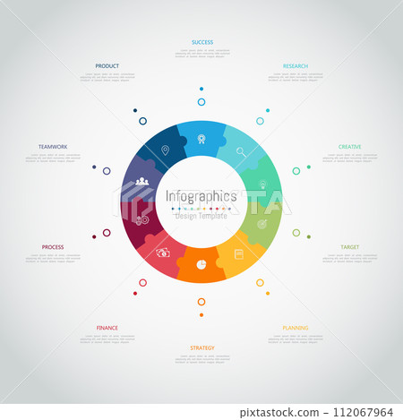Infographic 10 options design elements for your business data. Vector Illustration. 112067964