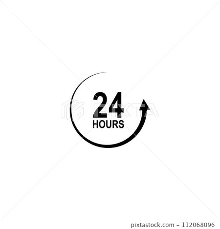 sign of 24 clock arrow hours logo sign of 24 clock arrow hours logo 112068096