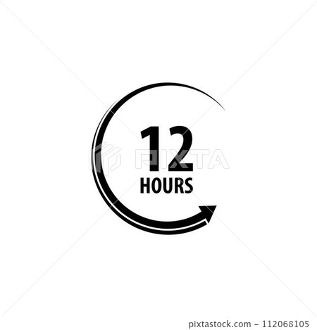 sign of 12, 24, 48 and 72 clock arrow hours logo 112068105
