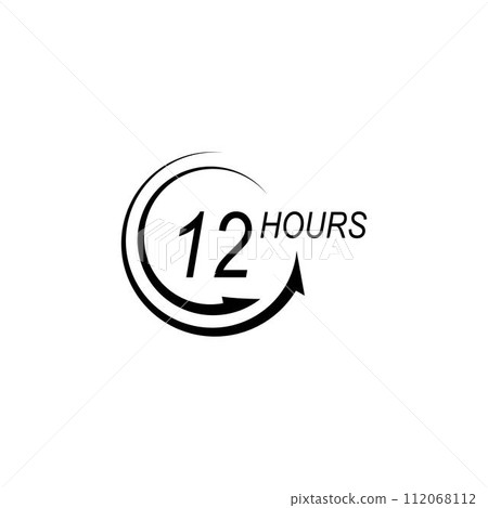 sign of 12, 24, 48 and 72 clock arrow hours logo 112068112